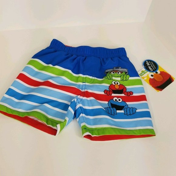 Sesame Street Infant Boys 3/6 Months Swimsuit UPF 50+ Board Shorts Swim Elmo New - Picture 8 of 12